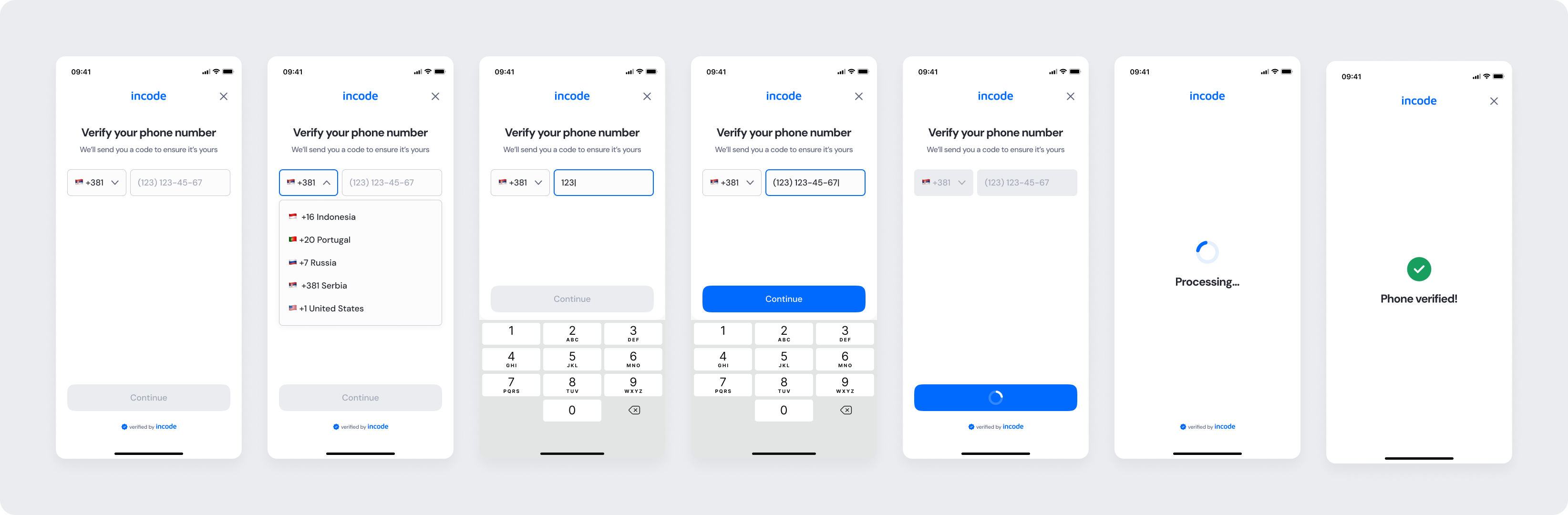 Phone Number Input module - Happy Path in Light mode