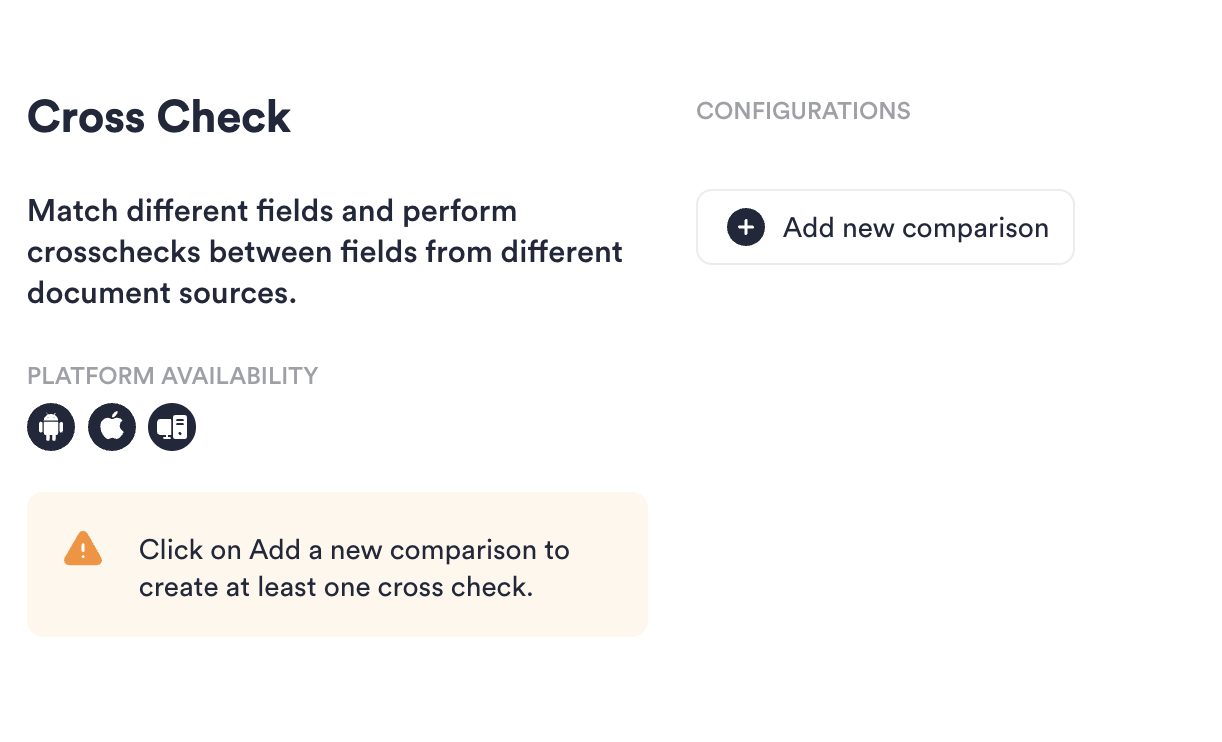 Click Add New Comparison to add the Cross Check node.