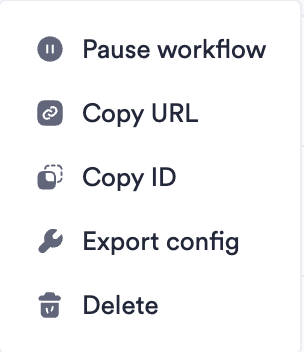 Copy ID is listed third in the Actions column.