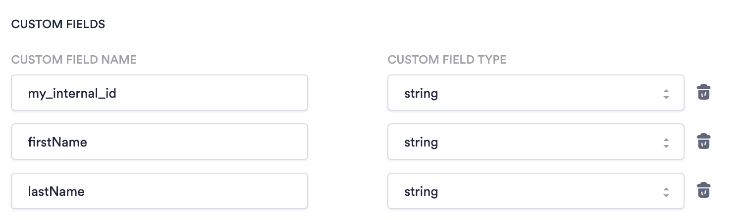 Define custom fields in Configuration > General.