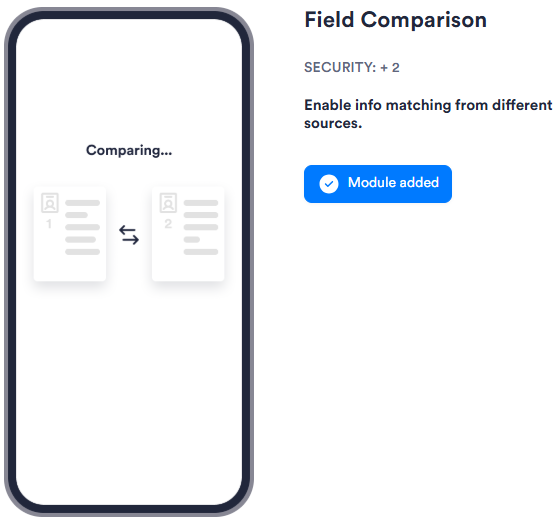Image of Field Comparison module configuration in Flows. Has no configurable options.