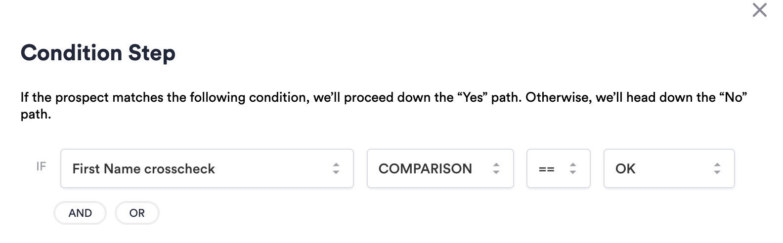 First Name crosscheck comparison must equal OK.